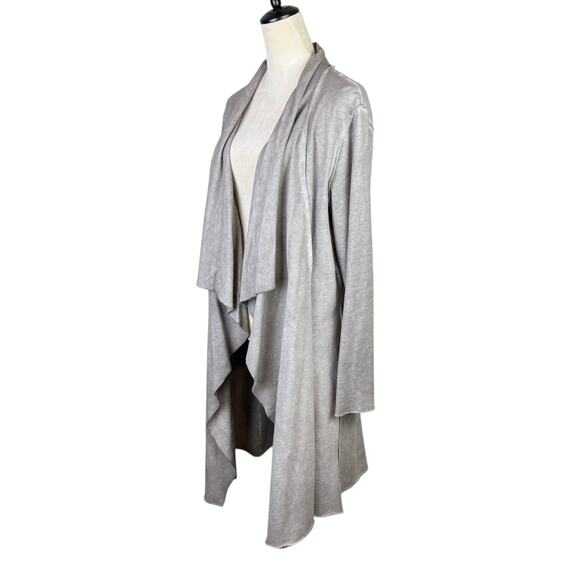 Vocal Taupe Vintage Wash Long Sleeve Draped Open Cardigan Layering Sweater - Picture 2 of 11